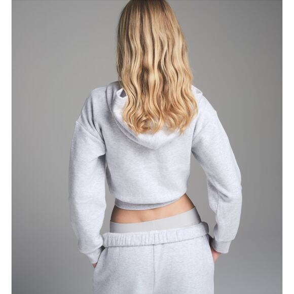 NWT Women's Skims Cotton Fleece Shrunken Zip Up Hoodie in Heather Gray size M - Picture 2 of 7